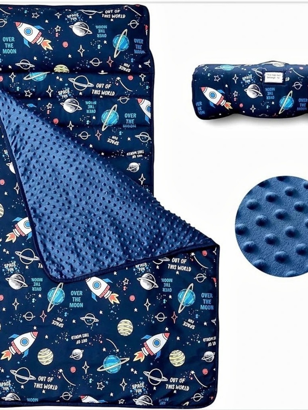 Beeweel Toddler Nap Mat Space Rocket in Blue